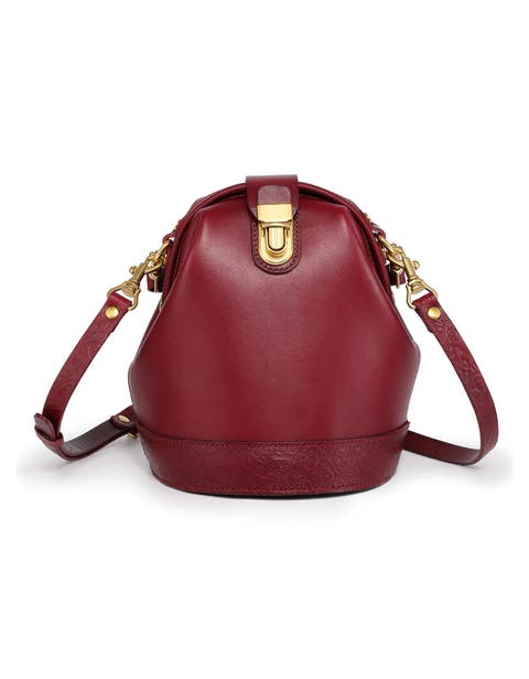 Doctor Genuine Leather Structured Bucket Crossbody
