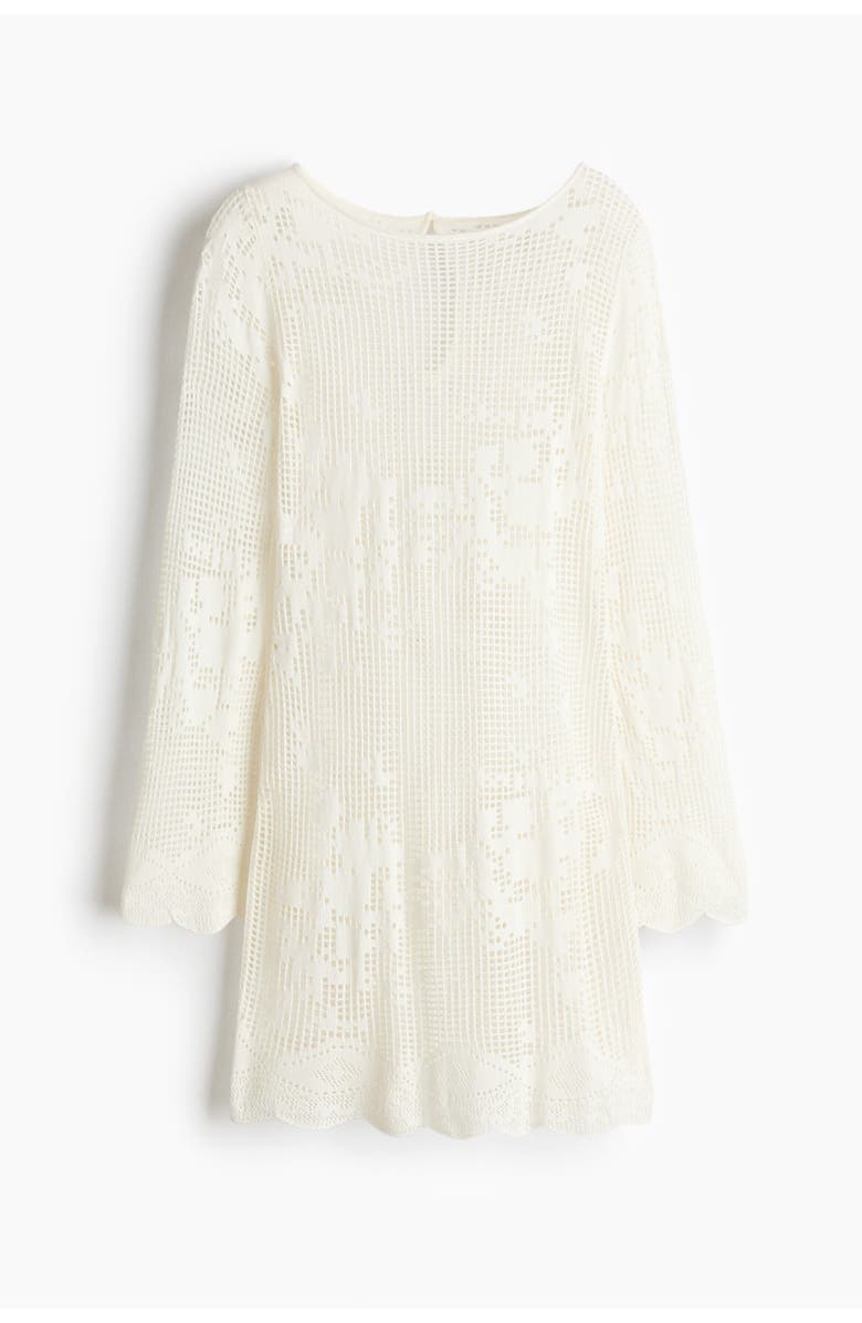 H&M Motif-detail Crochet-look Dress, Alternate, color, Cream