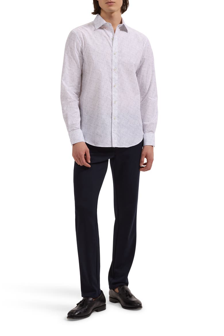 Axel Shaped Fit Crosshatch Print Cotton Button-Up Shirt, Alternate, color, ORCHID