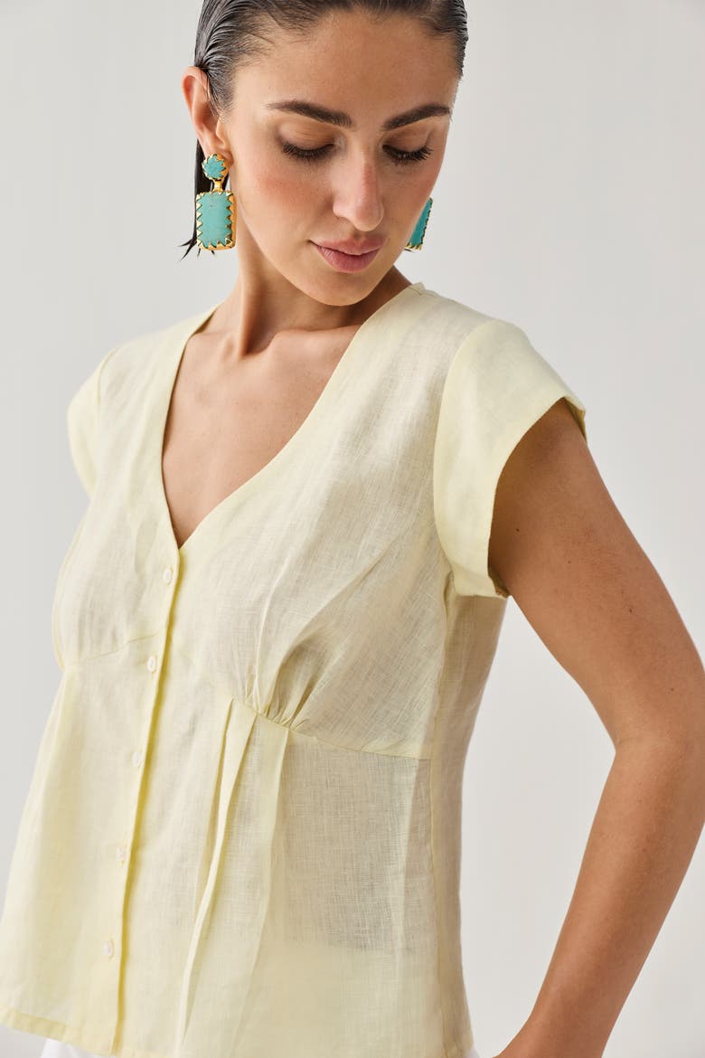 The Deep V Neck Top, Alternate, color, Butter Lemon