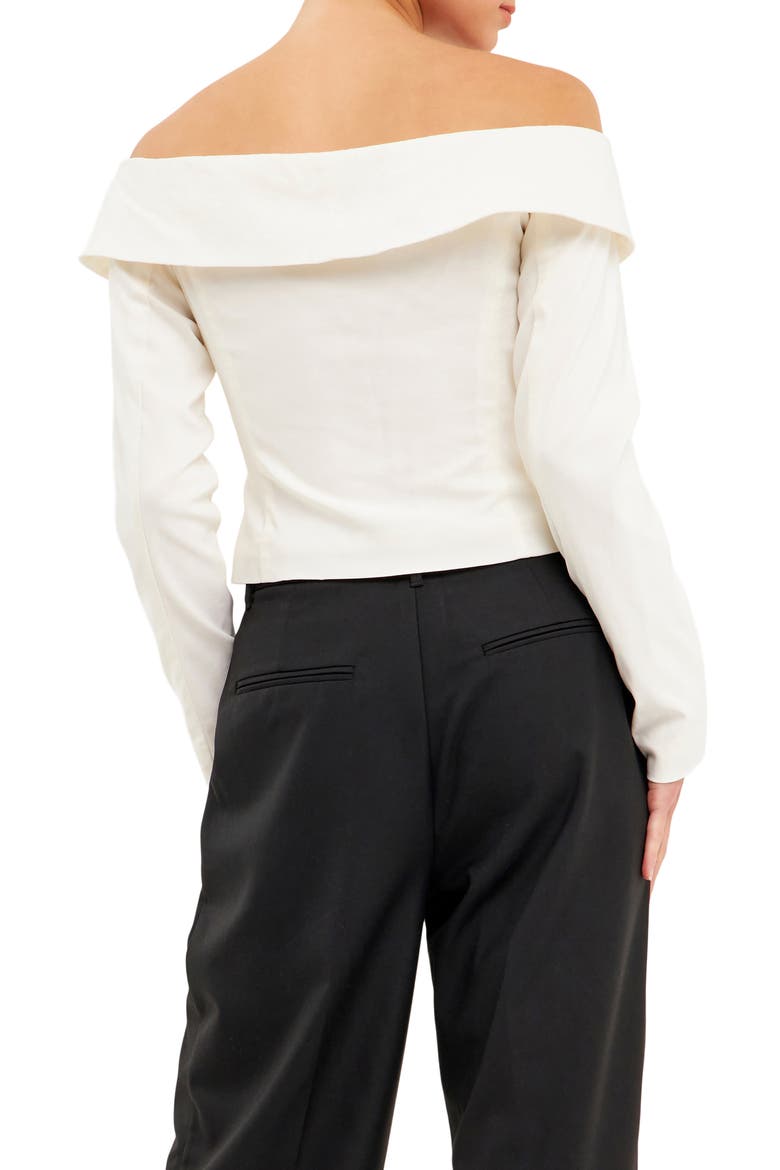 Off the Shoulder Blazer Top, Alternate, color, IVORY
