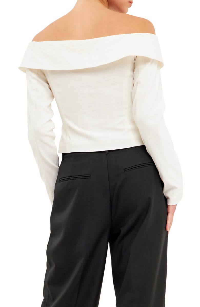 Endless Rose Off the Shoulder Blazer Top, Alternate, color, Ivory