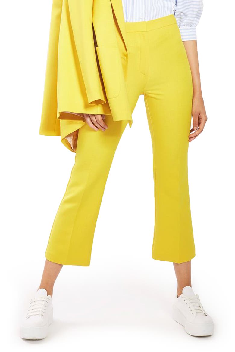 Crop Kick Flare Trousers, Main, color, YELLOW