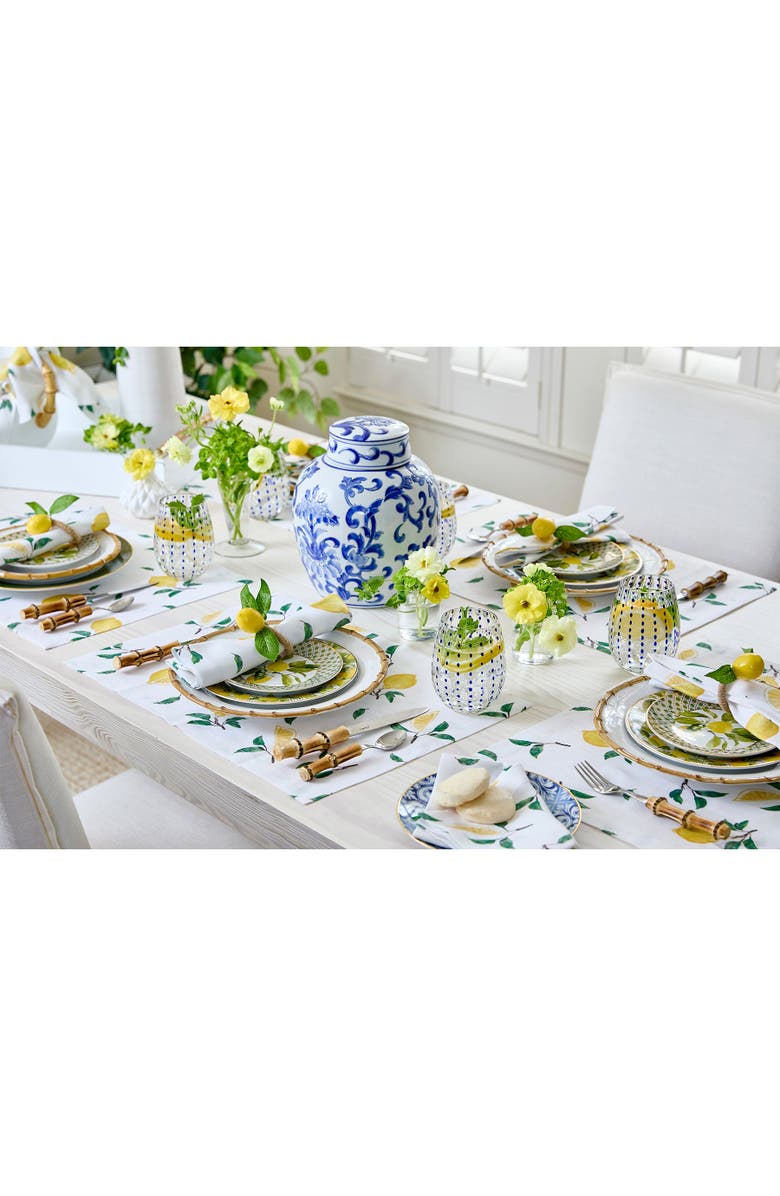 Solino Home Linen Dinner Napkins Set of 4, 20 x 20 Inch for Dining Table, Holiday and Everyday Table Decor - Botanical Lemon, Alternate, color,