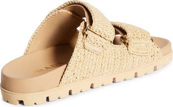 Raffia Double Band Slide Sandal