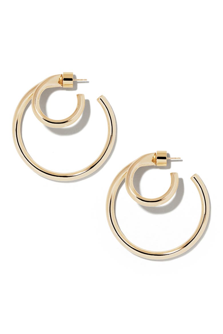 Double Lilly Baby Hoops, 1.5-Inch, Main, color, GOLD