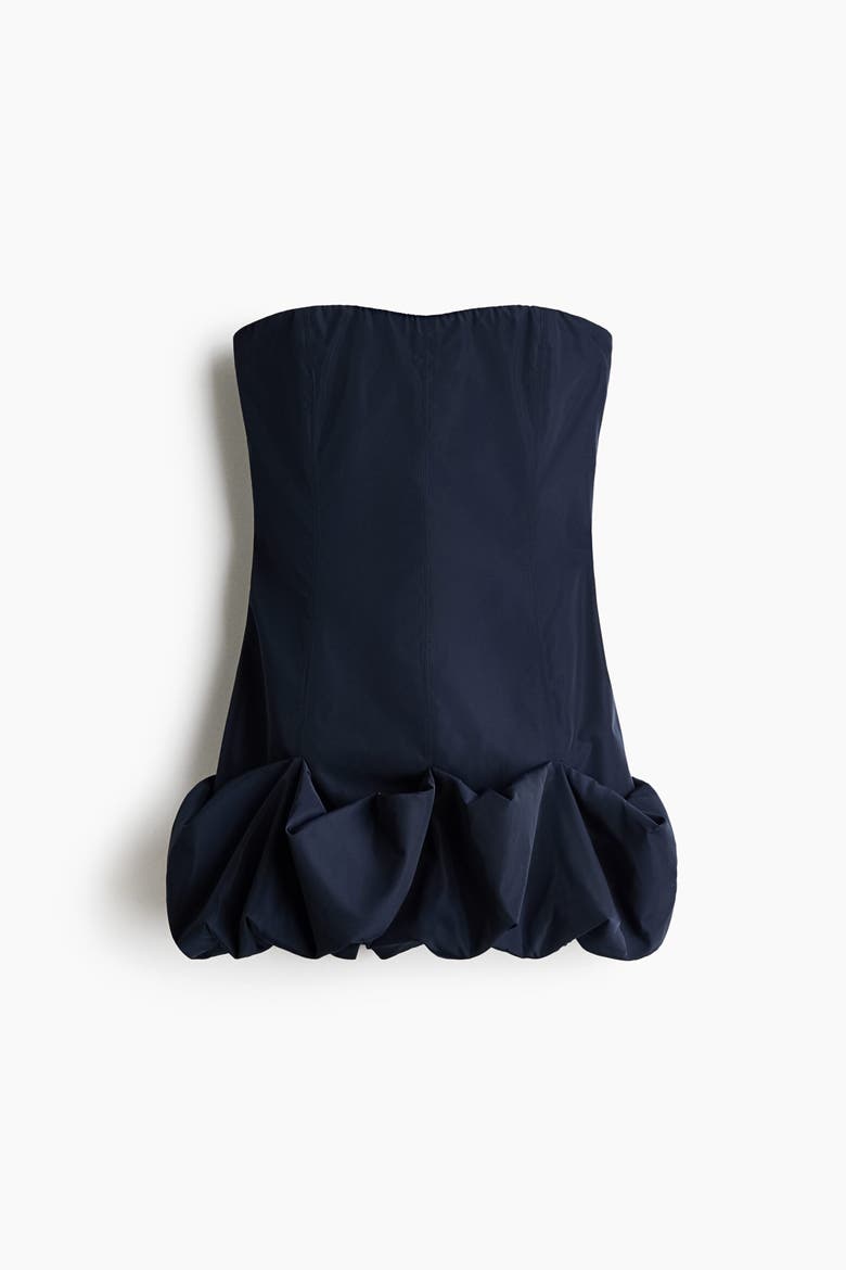 Bubble-Hem Bandeau Dress, Alternate, color, Navy blue