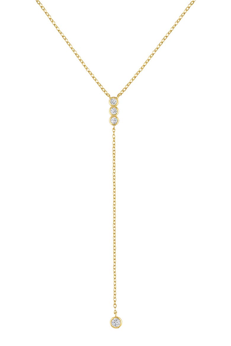 Bezel CZ Lariat Necklace, Main, color, Gold