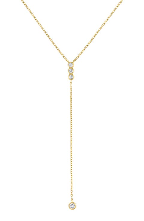 Bezel CZ Lariat Necklace