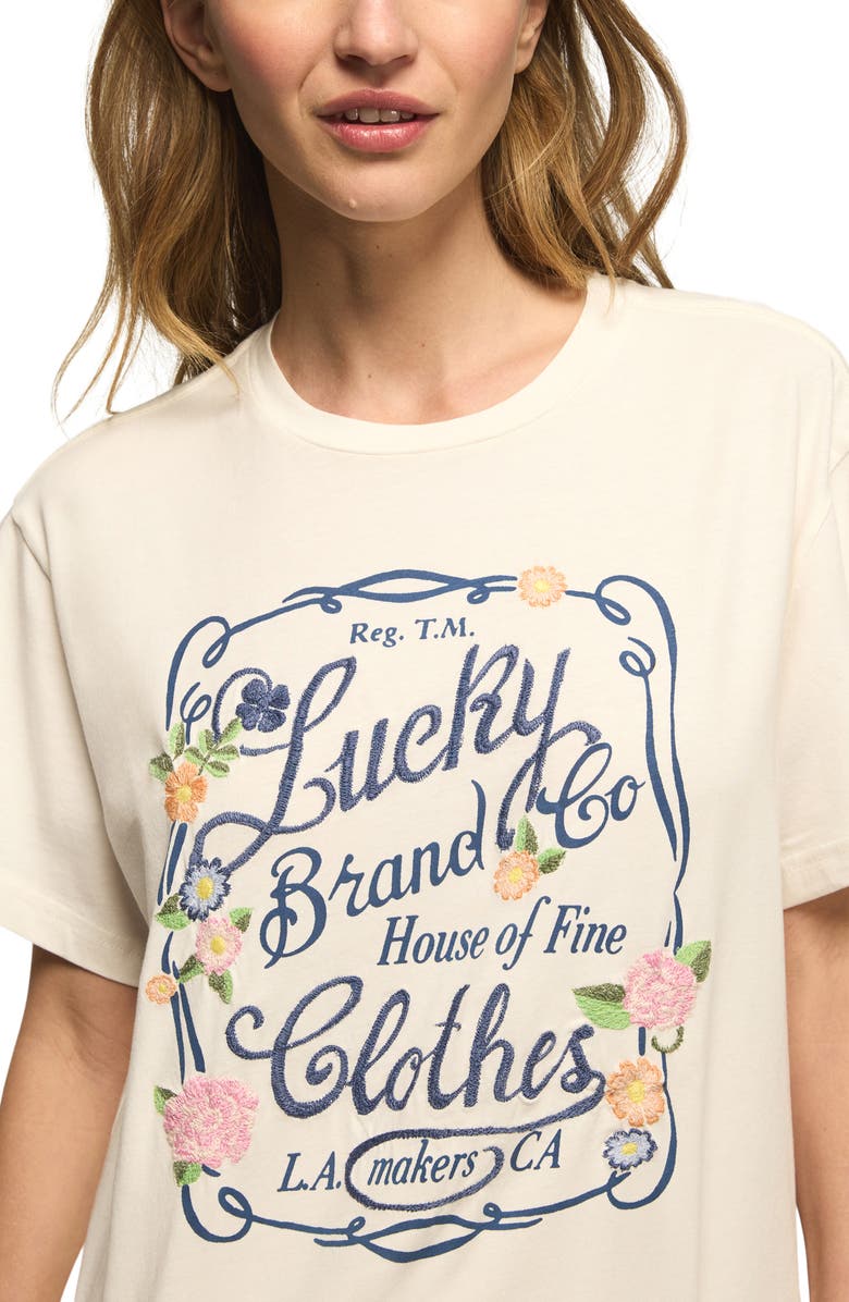 Lucky Brand Logo Embroidery Graphic T-Shirt, Alternate, color, Tofu