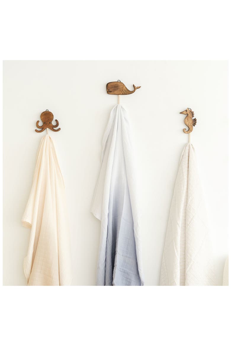Cove Sea Life Motif Set of 4 Wall Hooks, Alternate, color, BEIGE/BROWN