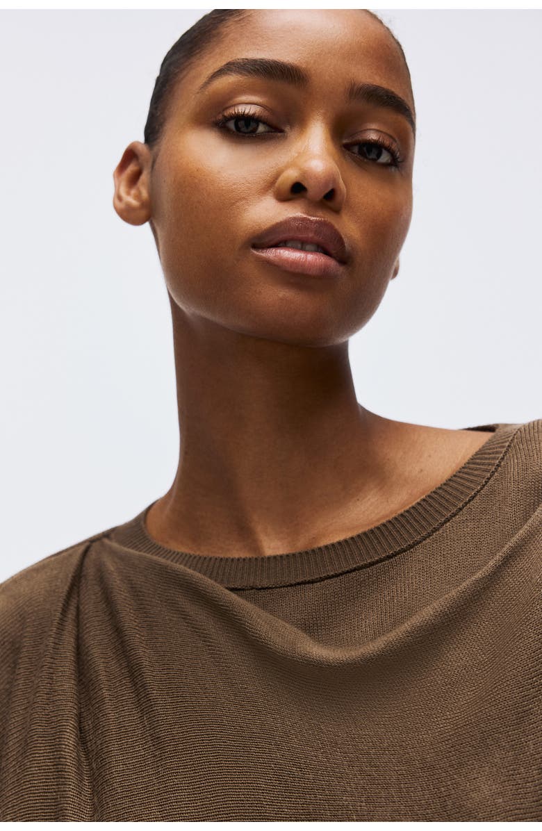 H&M Scarf-detail Jumper, Alternate, color, Dark Taupe
