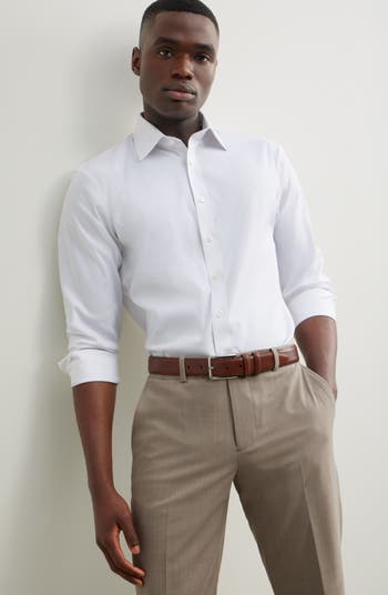 Nordstrom Trim Fit Solid Premium Performance Dress Shirt in White at Nordstrom, Size 15.5 - 32