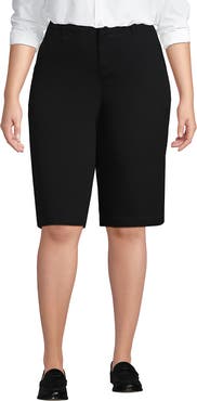 Lands' End Plus Size Elastic Back Classic 12" Chino Oxford Stripe Shorts