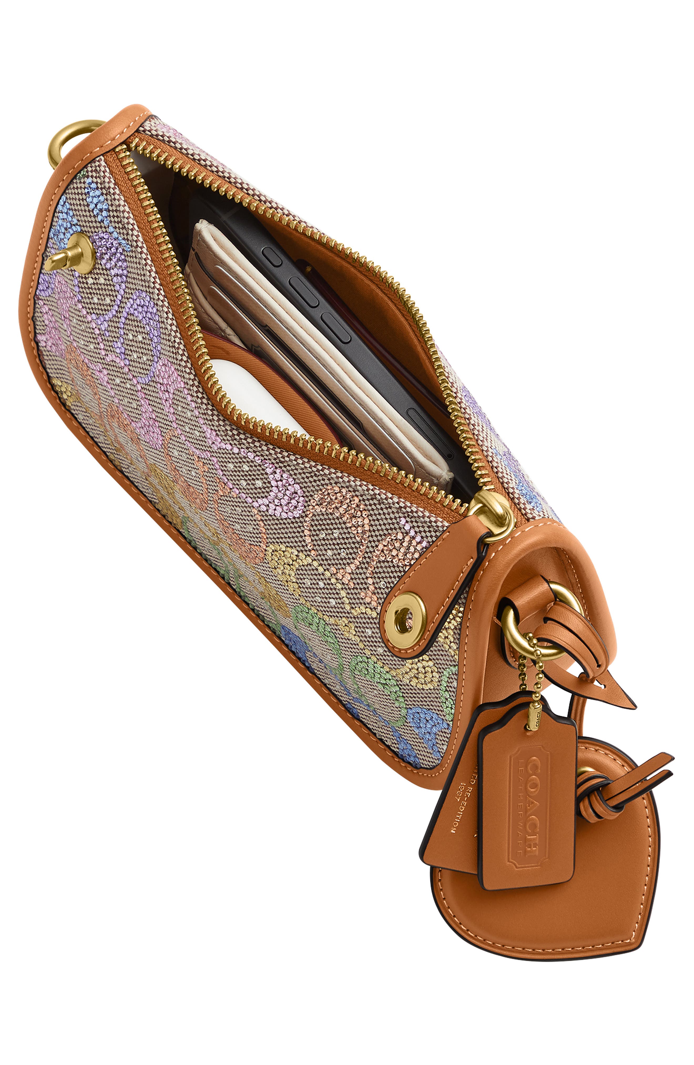Crystal Swing Zip 20 Signature Jacquard & Leather Satchel (Women