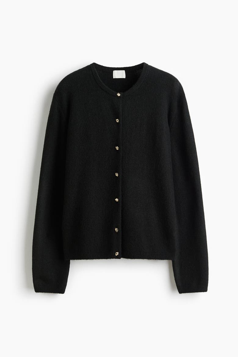 Fine-knit Cardigan, Alternate, color, Black