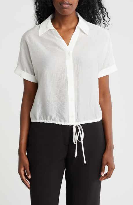 Short Sleeve Tie Hem Button-Up Shirt