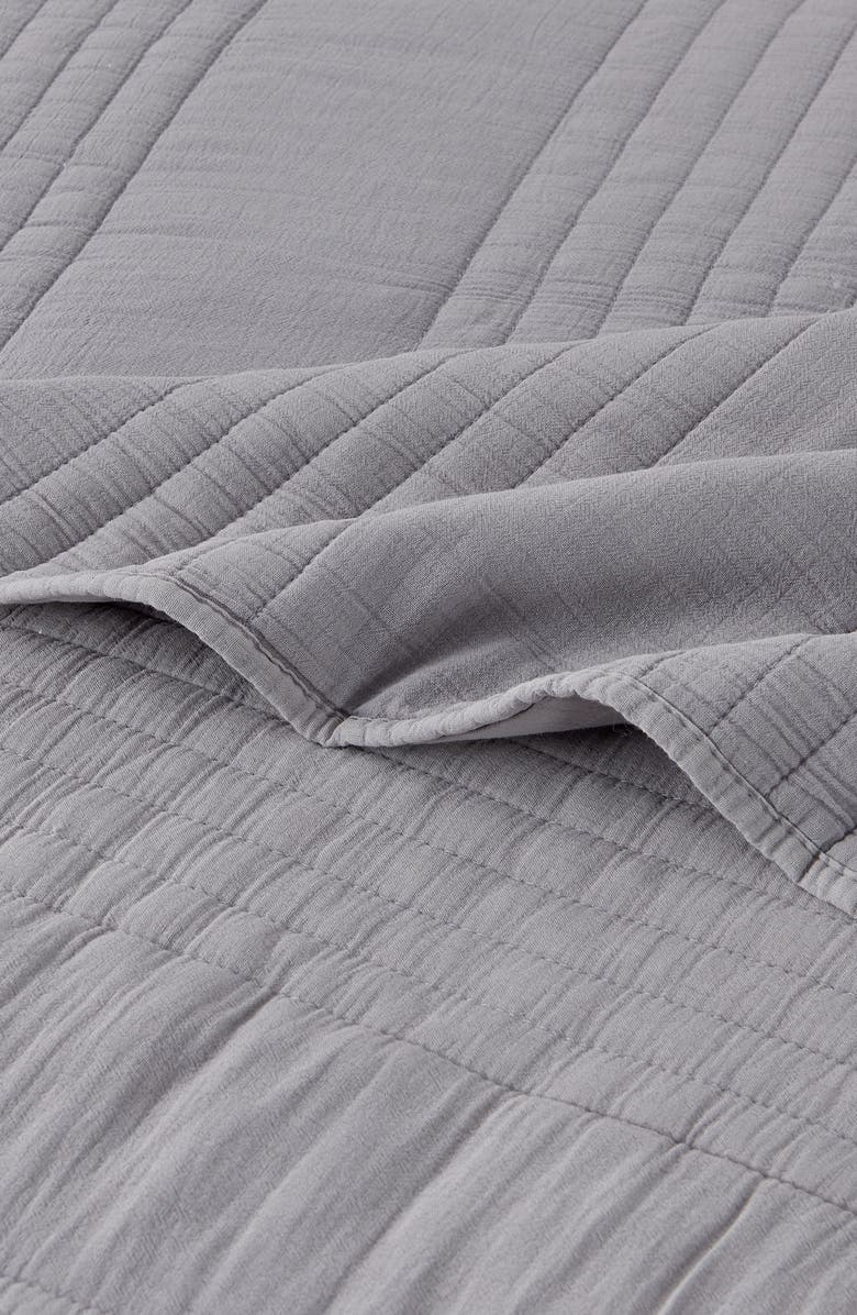 MELANGE HOME Stone Washed Cotton Quilt & Sham Set, Alternate, color, Light Grey