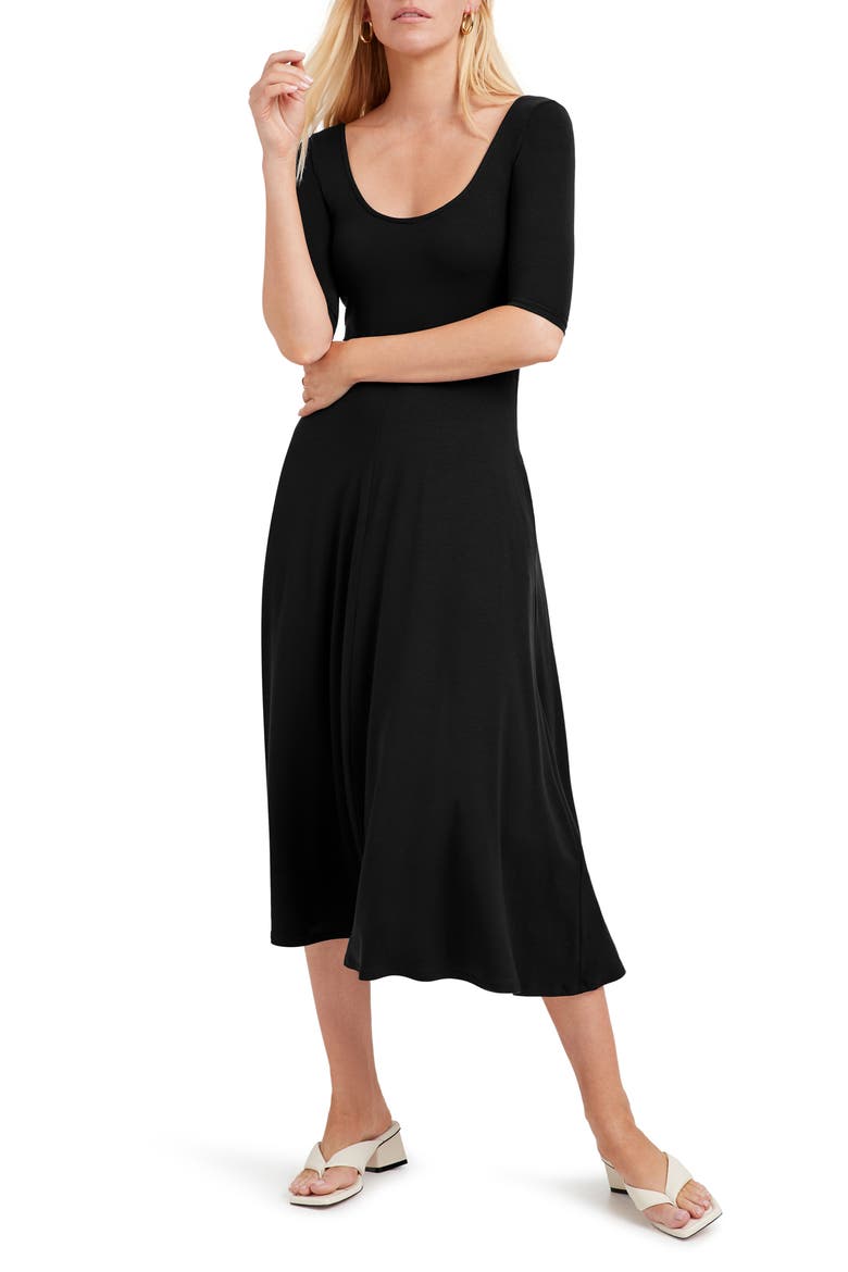 Innogen Jersey A-Line Dress, Main, color, BLACK
