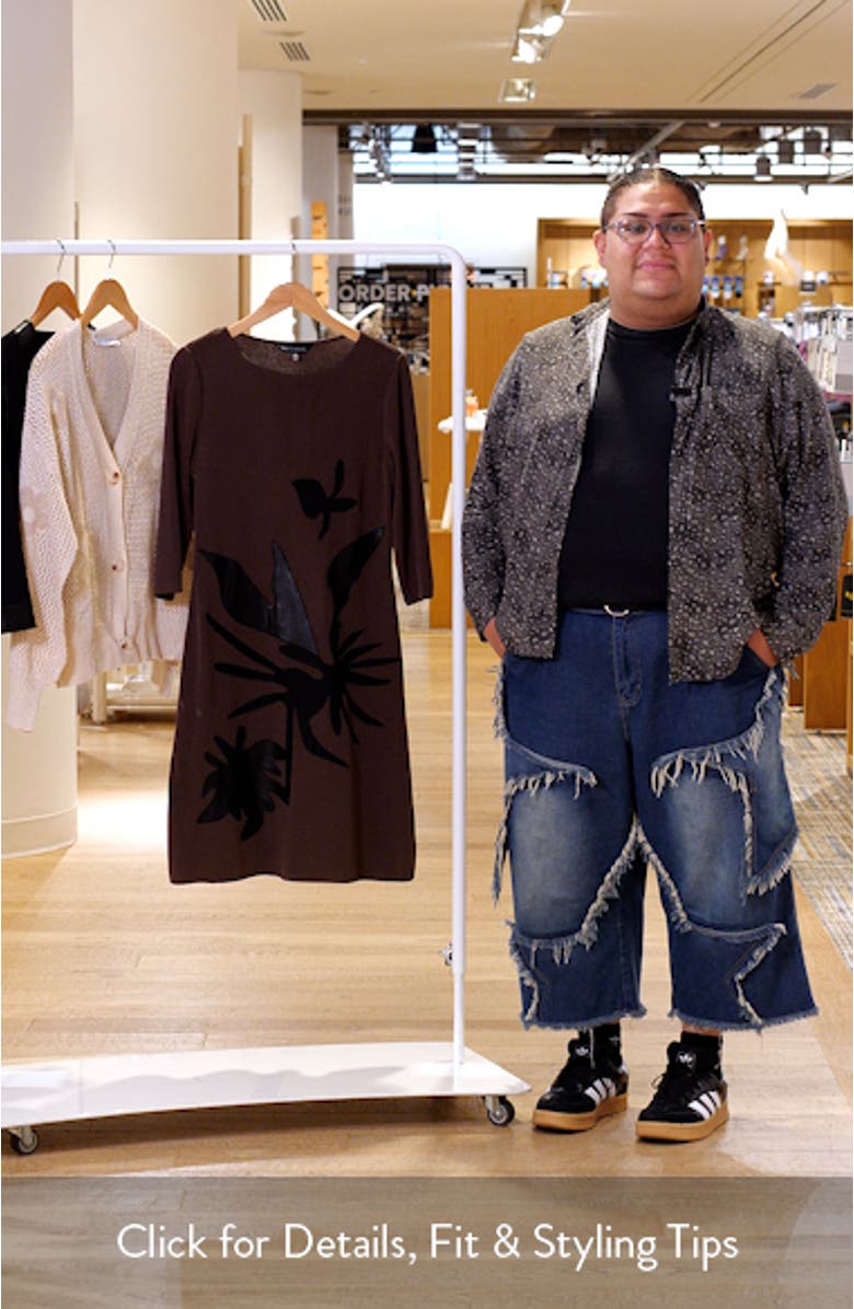 Botanical Appliqué Knit Shift Dress, sales video thumbnail