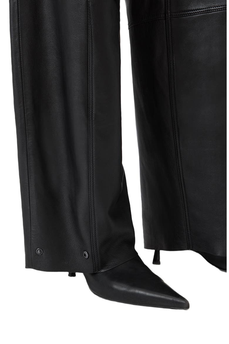 Jett Barrel Leg Leather Pants, Alternate, color, BLACK