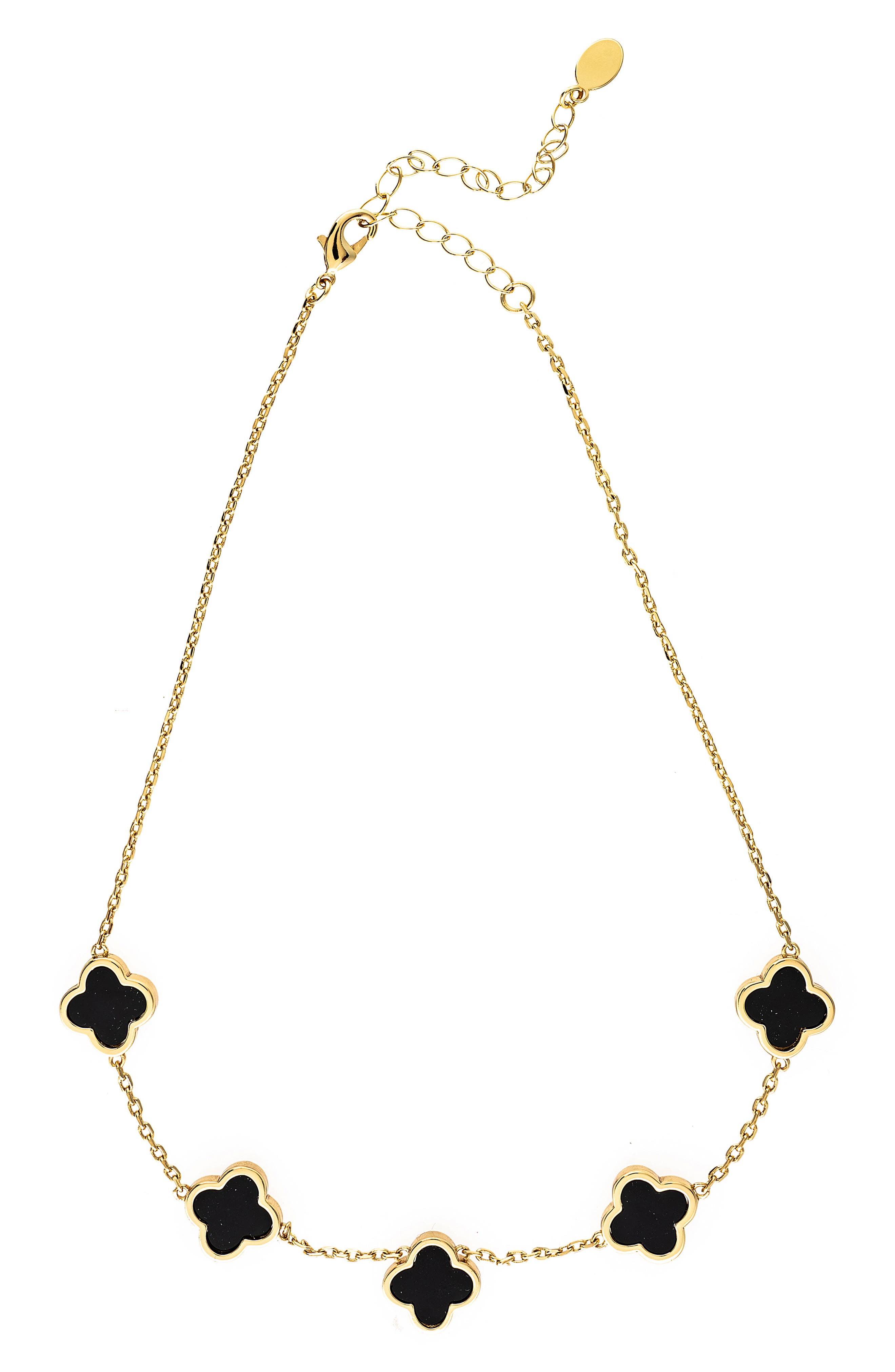 RIVKA FRIEDMAN Onyx Clover Chain Necklace