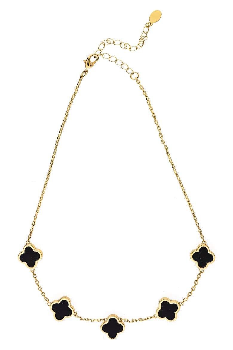 Onyx Clover Chain Necklace, Main, color, ONYX