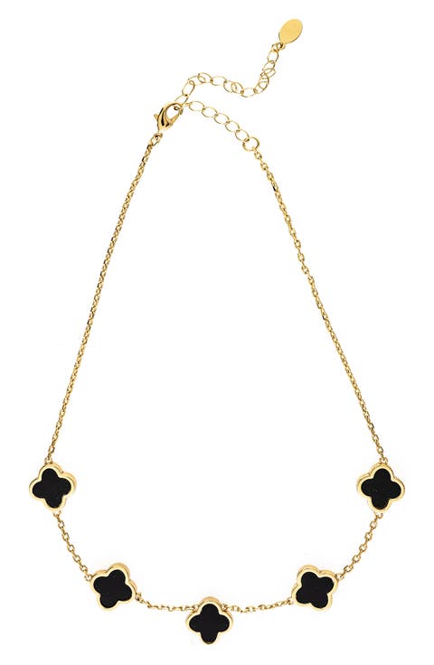 Onyx Clover Chain Necklace