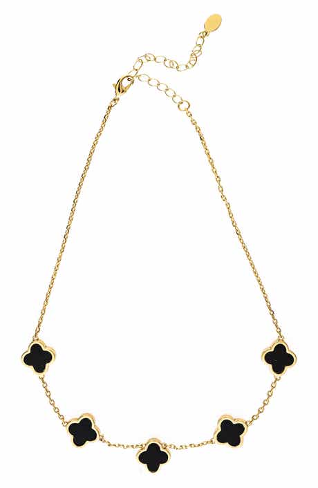 RIVKA FRIEDMAN Onyx Clover Chain Necklace