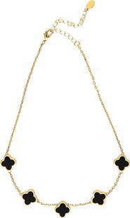 RIVKA FRIEDMAN Onyx Clover Chain Necklace
