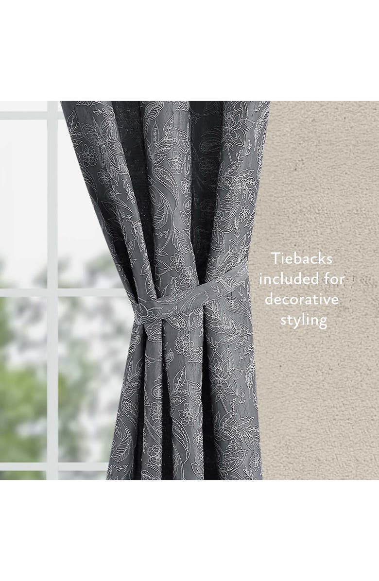 Jessica Simpson Floral Paisley Jacquard Blackout Curtain Set, Alternate, color, Grey