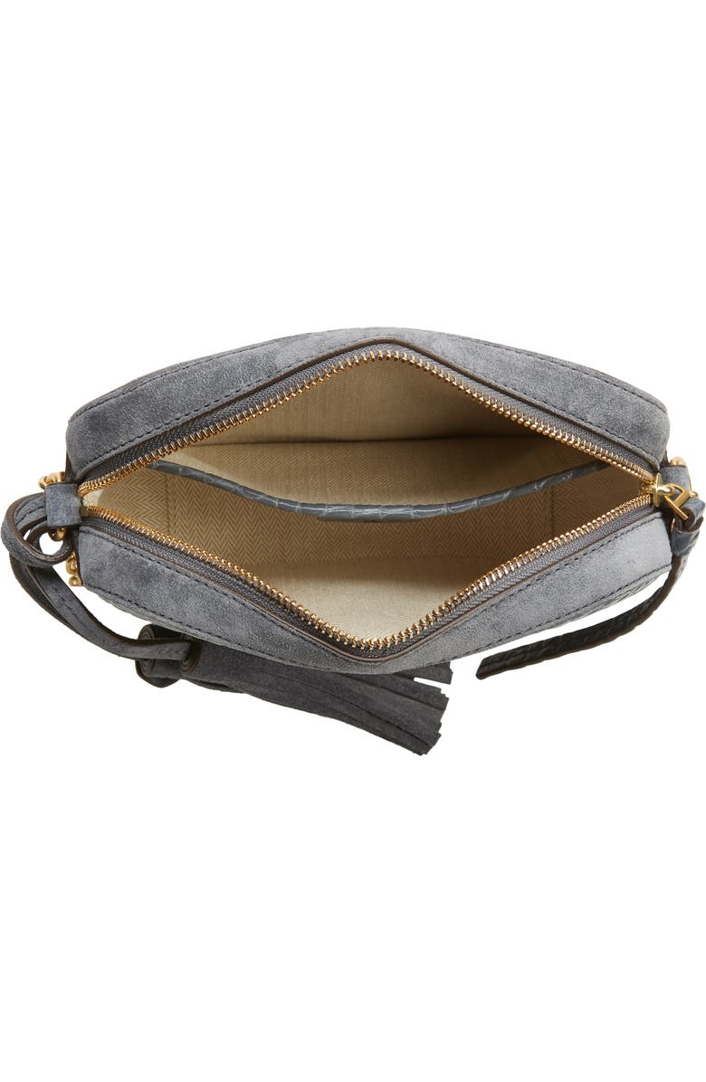 Tory Burch McGraw Croc Embossed Leather Camera Bag, Alternate, color,