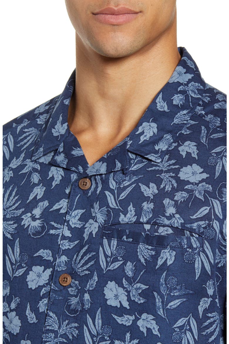 Lightweight A/C® Regular Fit Print Cotton & Hemp Short Sleeve Shirt, Alternate, color, FIBER FLORA/ STONE BLUE