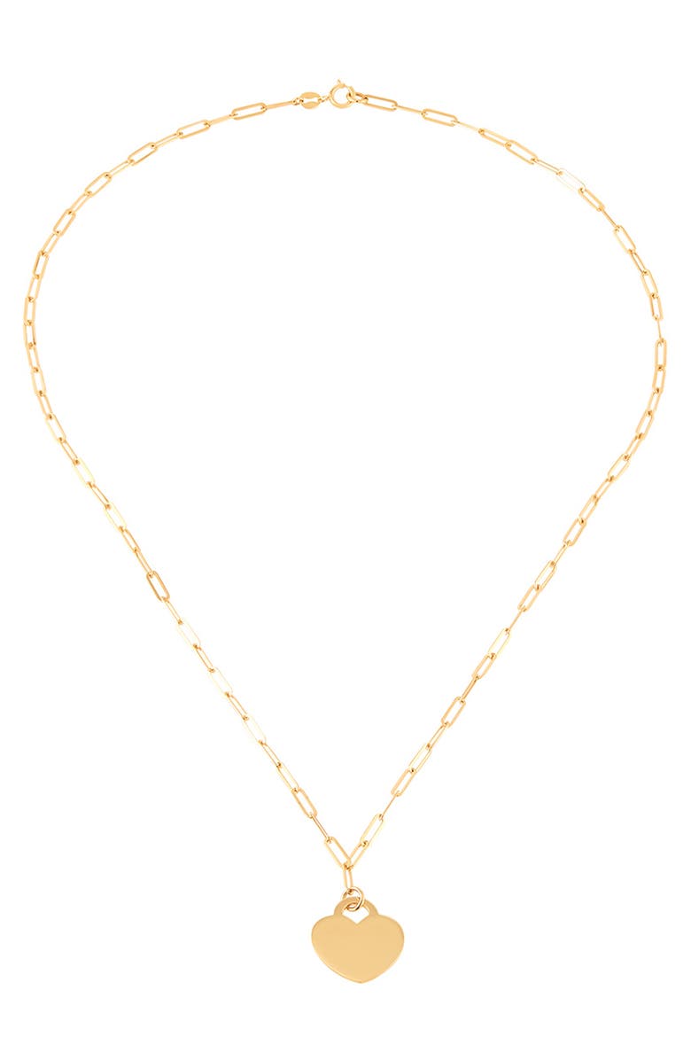 Frankie & Zoe Paper Clip Chain & Heart Pendant Necklace, Alternate, color, Yellow Gold
