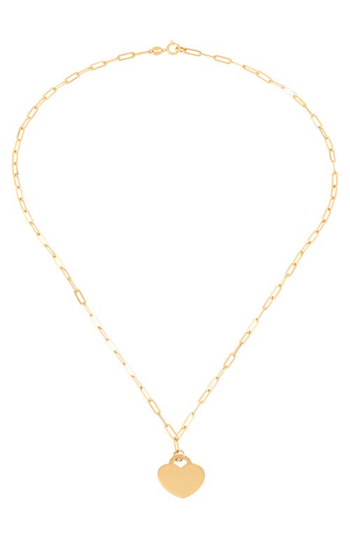Frankie & Zoe Paper Clip Chain & Heart Pendant Necklace In Gold