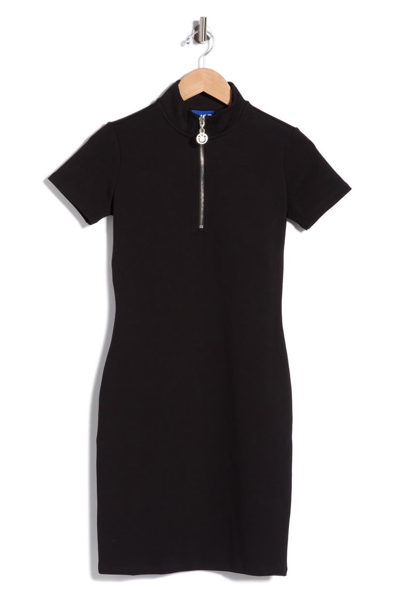 Nalayla Zip Mock Neck Minidress, Main, color, BLACK