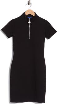 BOSS Nalayla Zip Mock Neck Minidress