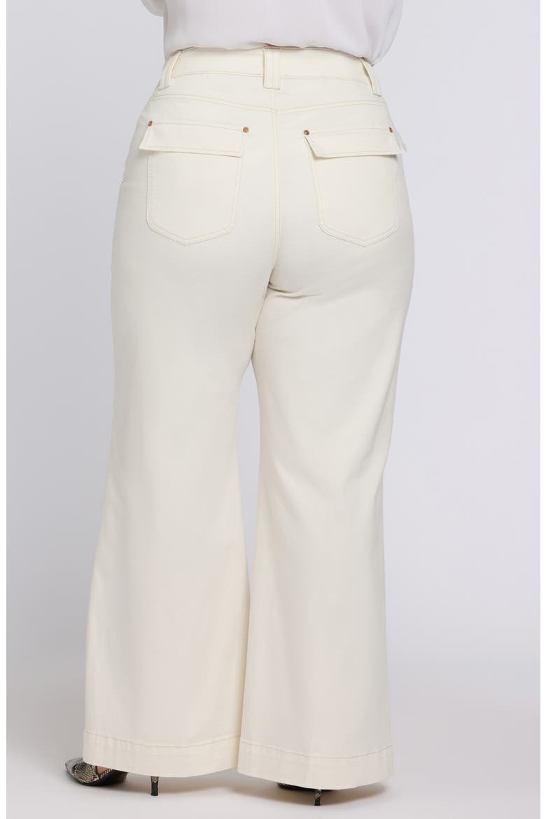 Mia Belted High Waist Palazzo Flare Jeans, Alternate, color, VINTAGE WHITE