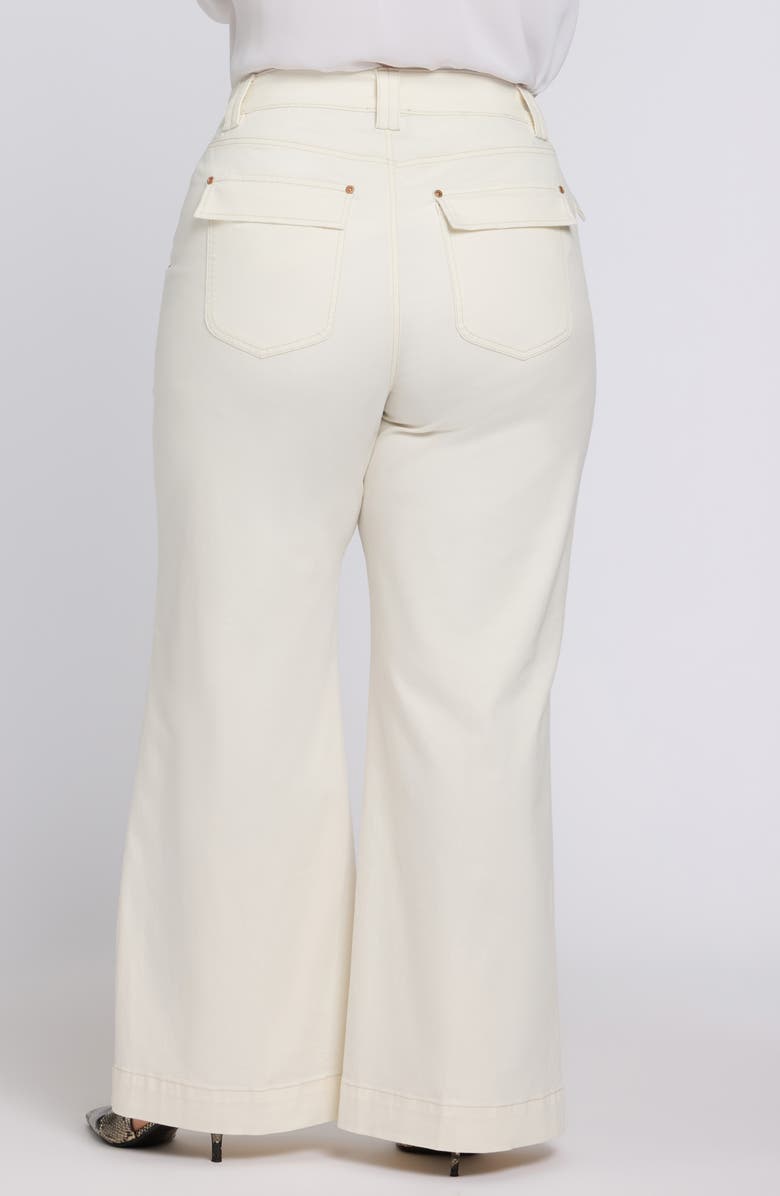 NYDJ Mia Belted High Waist Palazzo Flare Jeans, Alternate, color, Vintage White