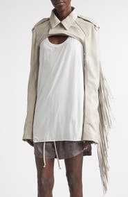 Rick Owens Fringe Leather Microbiker Jacket