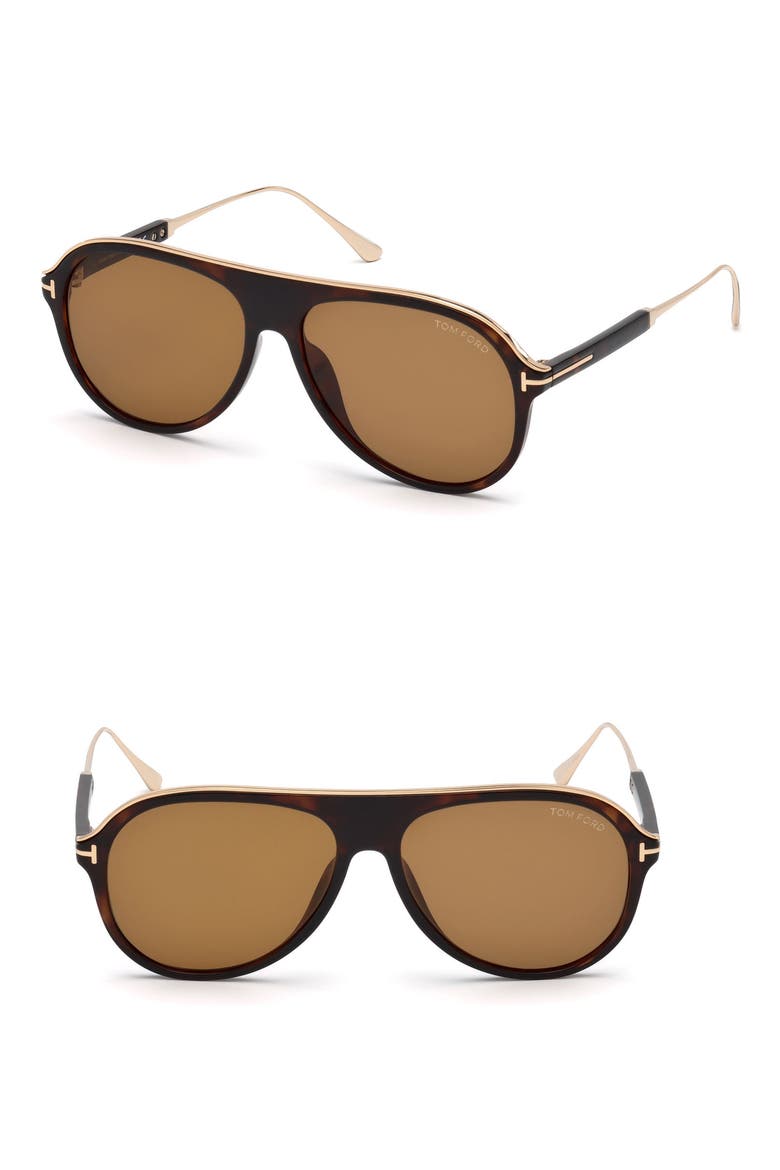 Nicholai-02 57mm Sunglasses, Main, color, DARK HAVANA / BROWN