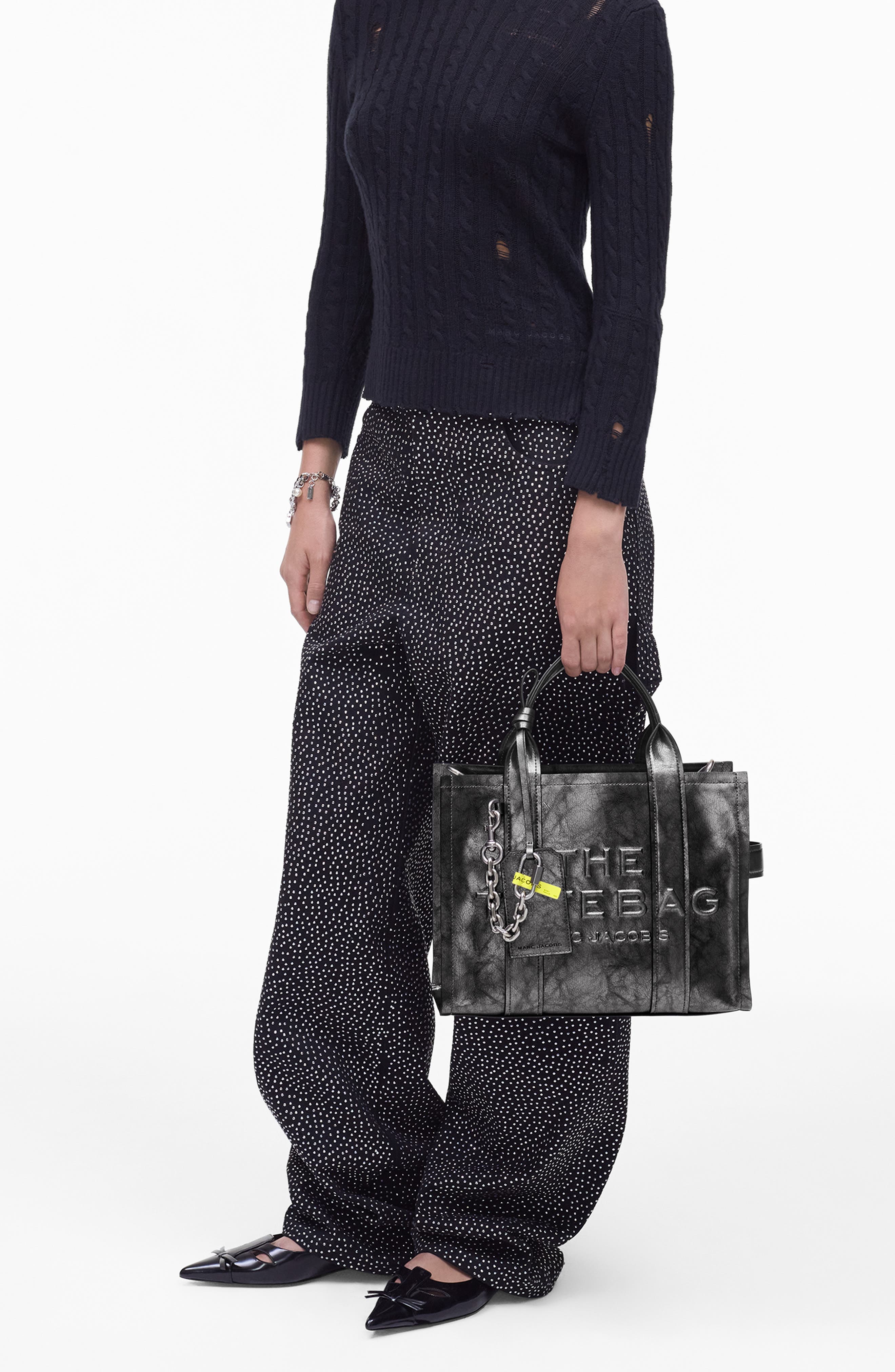 Marc Jacobs The Metallic Distressed Leather Medium Tote, Alternate, color, 