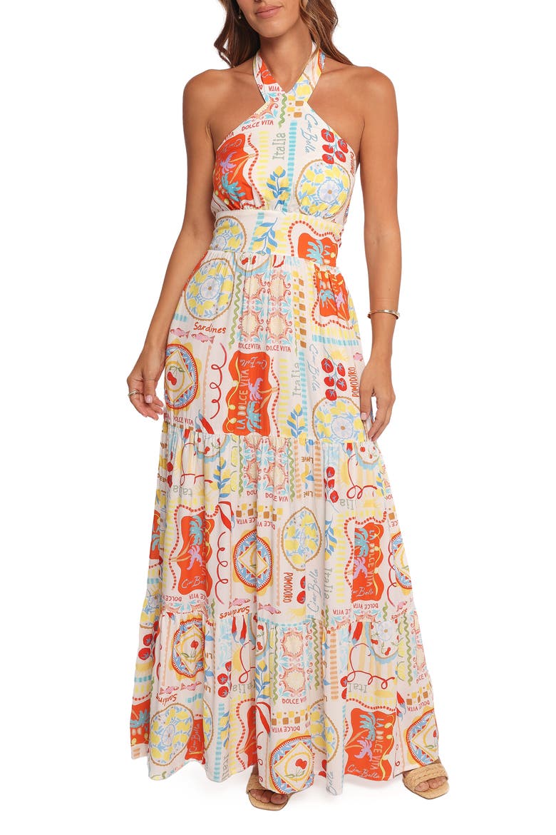 Jelena Maxi Halter Dress, Main, color, AELIA PRINT