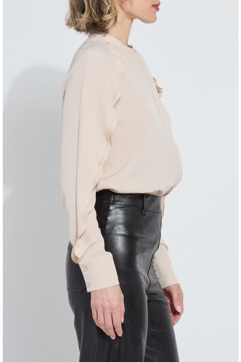 Isadora Ruffle Sleeve Button-Up Shirt, Alternate, color, ROSE PETAL