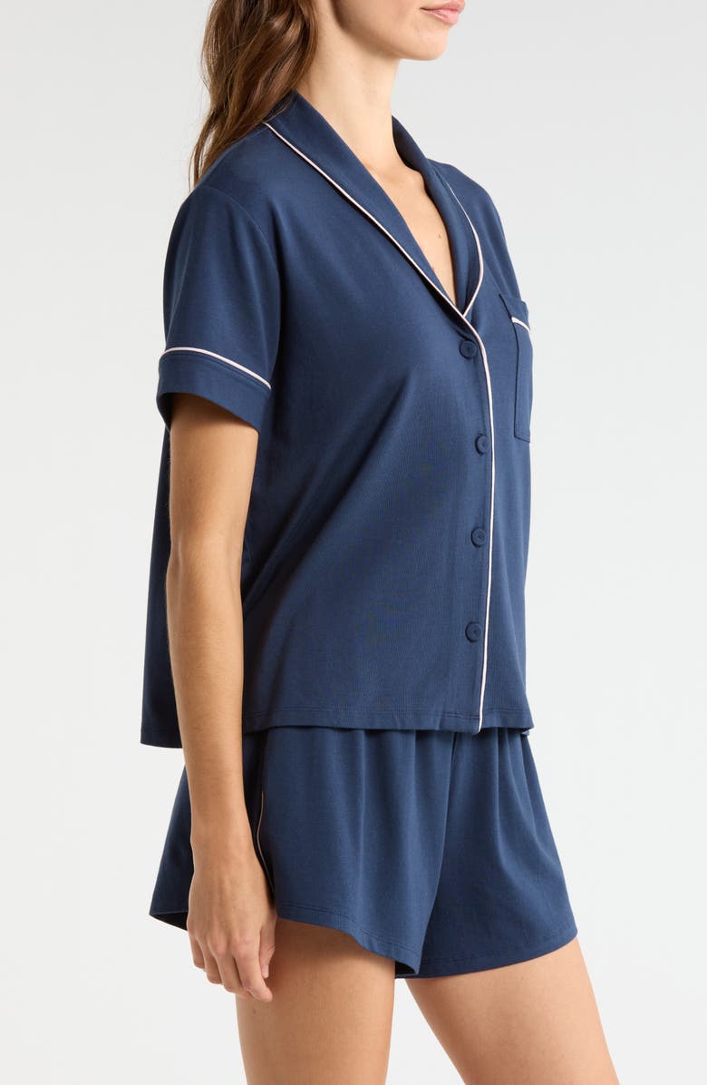 Lunya Slumberknit<sup>™</sup> Shawl Collar Short Pajamas, Alternate, color, Deep Blue/ Delicate Pink