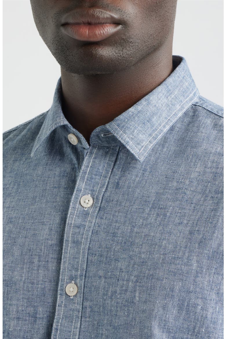 Formosa Regular Fit Short Sleeve Cotton & Linen Sport Shirt, Alternate, color, NAVY