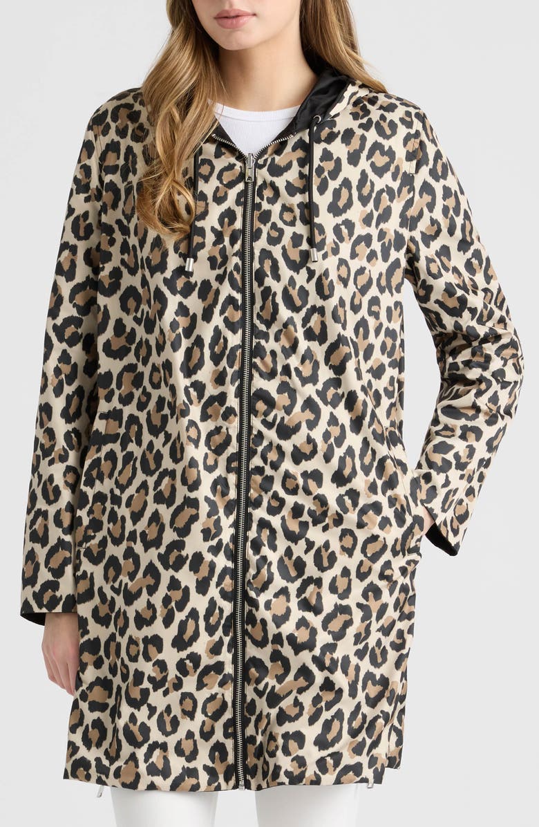 Ellen Tracy Reversible Coat, Alternate, color, Black/ Leoaprd
