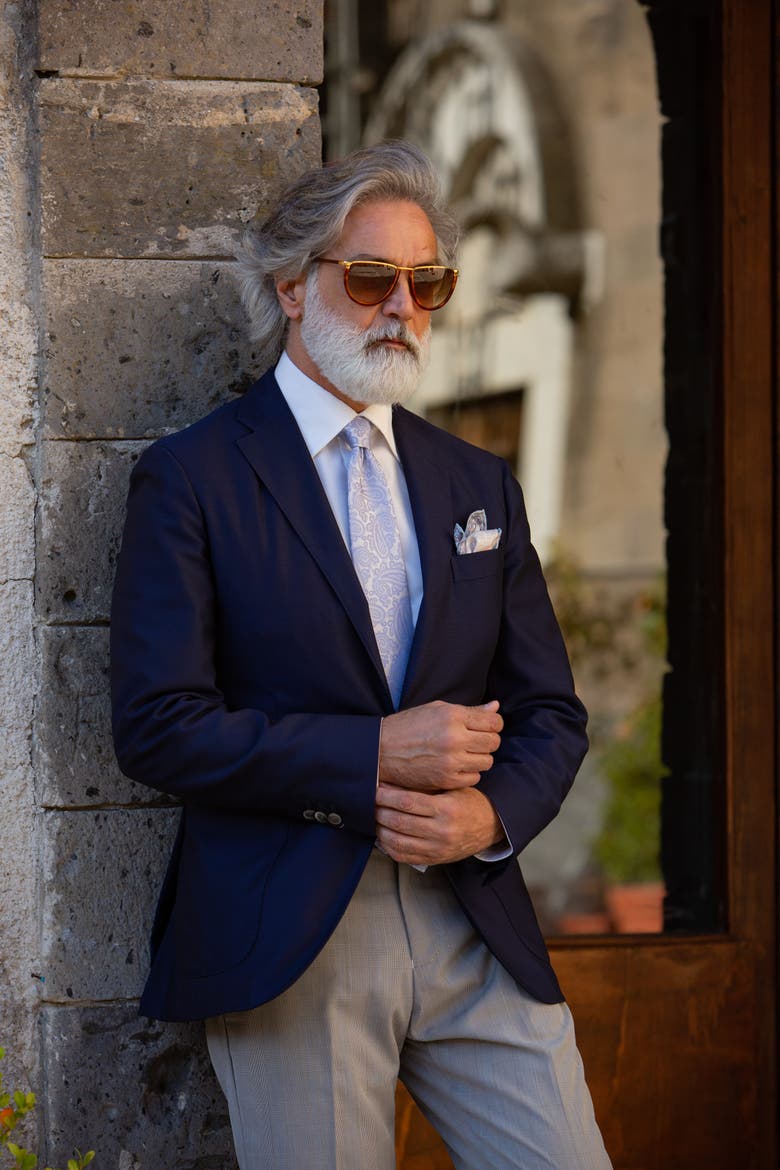 Soave - Silk Jacquard Tie for Men, Alternate, color, Periwinkle