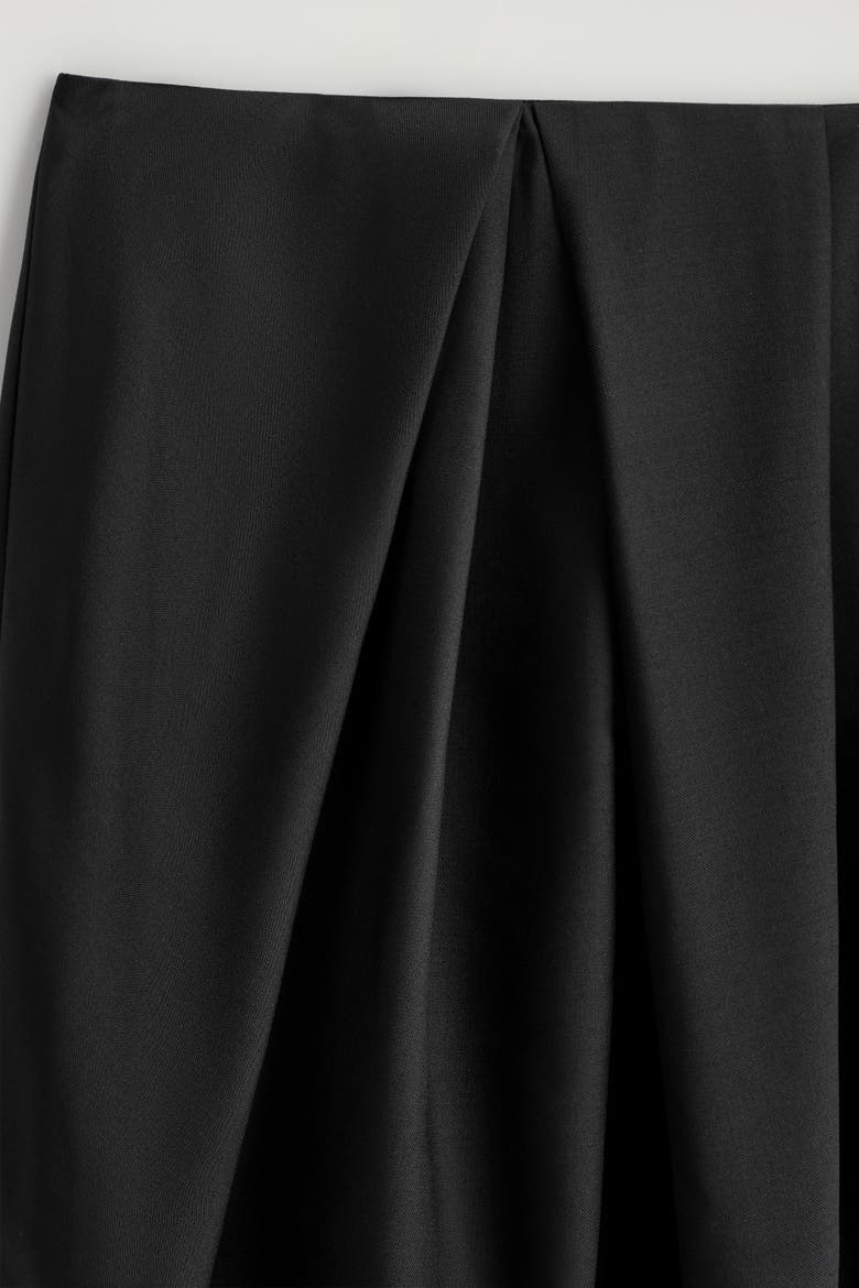 Pleated Wool Midi Tulip Skirt, Alternate, color, BLACK