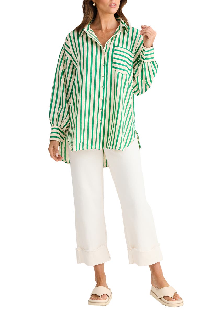 Brave+True Ezra Patch Pocket Stripe Shirt, Alternate, color, Jade Stripe